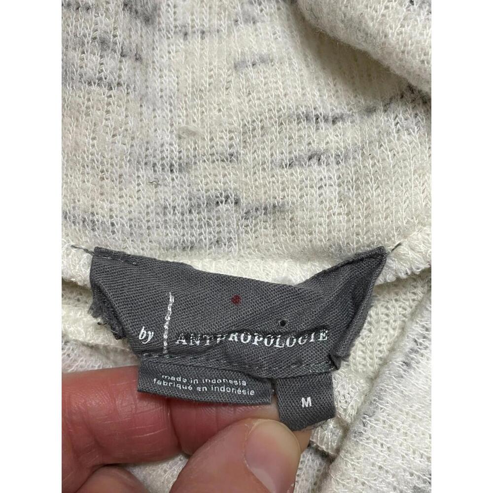 Anthropologie Cowl Neck Long Sleeve Ivory Gray Marled Pullover Sweater Womens M - Picture 7 of 9
